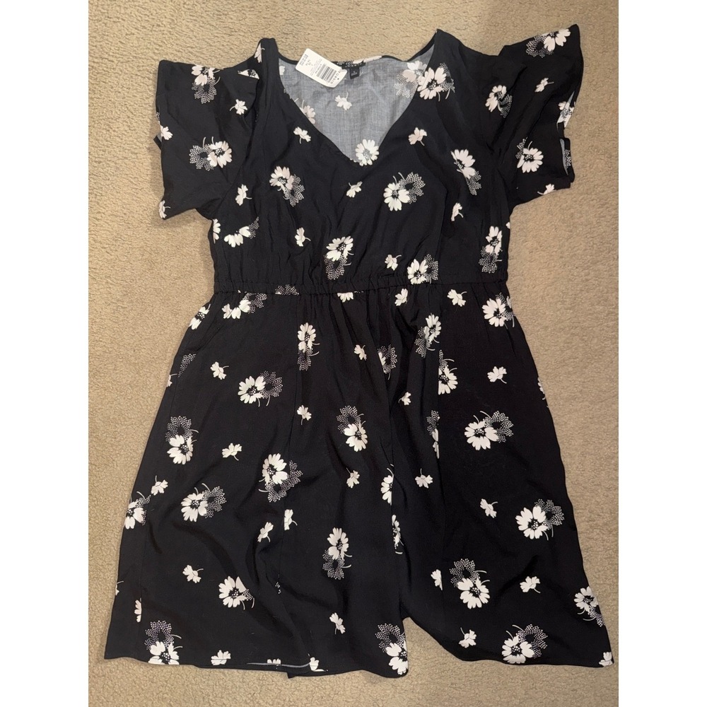Torrid Mini Wash Challis V-Neck Dress Dotted Daisies 1X 14-16 Boho Cottagecore - Picture 5 of 7